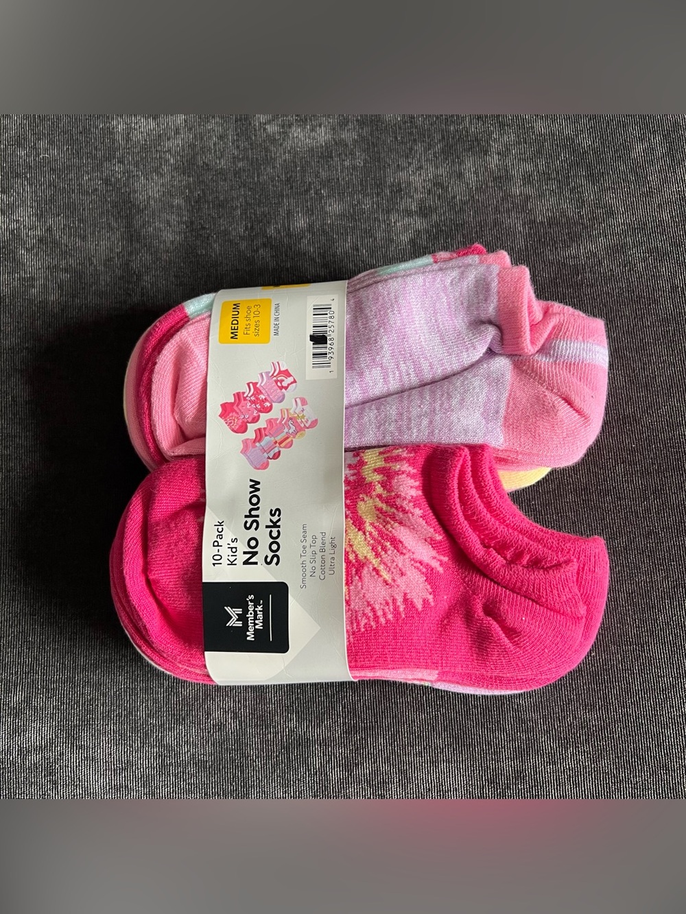 NWT Members Mark 10-Pack Kid’s No Show Socks Size Medium